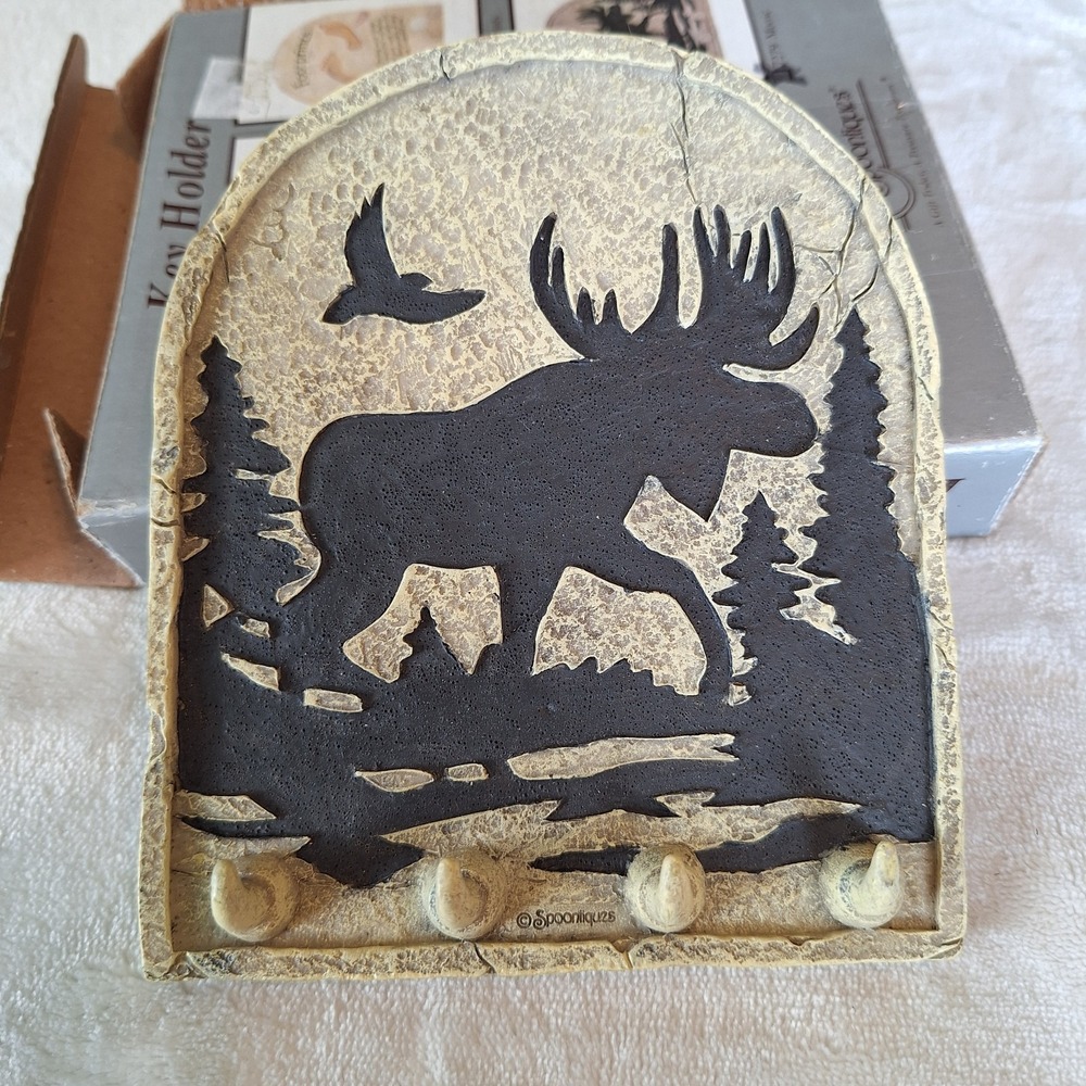 Vintage Spoontiques Moose Wall Hanging Key Holder Country Outdoors Forest